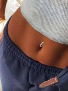 1 st. S925 sterling zilveren navelpiercing met zirkonia, navelpiercing met zilver, kleine navelpiercing met Mimi-belly, nagels, navelpiercings