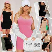 Shapewear Slips For Under Dresses Women's Tummy Control Body Shaper Slimming Seamless Cami Slip ,Full Slips Petticoat For Under Dress