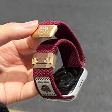 1 pieza Correa de reloj de tela tejida magnética y ajustable compatible con de 42/46mm, 49 Ultra, en estilo creativo de oso de nailon trenzado, para modelos de Series 10, 9, 8, 7, 6SE, 5, 4, 3, 2