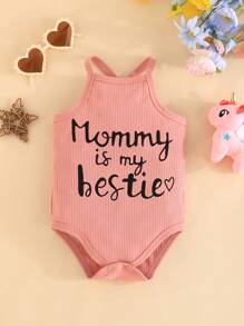 Set 5 buc. body fără mâneci cu imprimeu de litere pentru bebeluși/fetițe, vară - Multicolor - Vizualizare 4