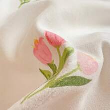 Juego de 3 piezas de hilo de doble capa con pequeñas flores rosas, suave y cómodo, 1 funda de edredón + 2 fundas de almohada - tulipán - Ver 4