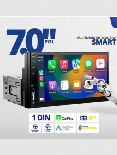 Central Multimídia carro com Bluetooth Veicular Tela 7'  Midia Ali Ron Ra7023 Tela Sensível Ao Toque USB/AUX/TF