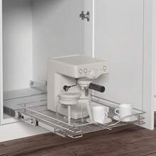 Pull Out Cabinet Organizer, (20" W X 21" D) Heavy-Duty Metal Sliding Drawer Shelf, Bathroom Under Sink Kitchen Cabinets Organizer And Storage Slide Out Shelves, Chrome, 1 Tier, 2 Pack