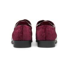 Men's Dress Shoes Classic Lace-Up Caden Glossy Velvet Formal Oxford For Business Dinners  Parties Cocktail Events Weddings  Valentine's Day Gifts - Burgundy - View 9