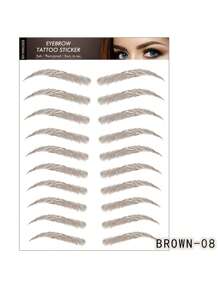 1 pieza Pegatina tatuaje de cejas de larga duración, herramienta de maquillaje de cejas postizas para hombres y mujeres, modificador de cejas natural y moldeador de maquillaje en forma de pegatina - Multicolor - Ver 8