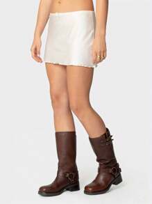 Womens Half Slip For Under Dresses Y2K Aesthetic Low Rise Bow Dec Satin Slip Skirt Mini Underskirt