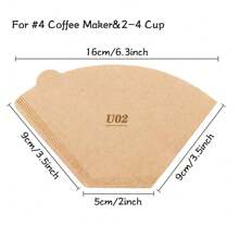 Coffee Filters,Unbleached, Size 02/04 Cone Filters, Disposable Natural Paper Filters 2-4/8-12 Cup, 04 Cone Filters For Pour Over And Drip Coffee Maker,50 Count