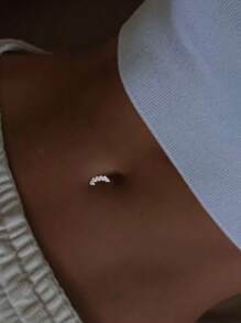 1 st. S925 sterling zilveren navelpiercing met zirkonia, navelpiercing met zilver, kleine navelpiercing met Mimi-belly, nagels, navelpiercings