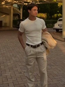 Men's Casual T-Shirt Slim Fit Basic Social Fashion