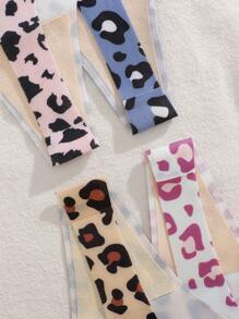 4pcs Leopard Print Comfortable & Sexy Thong Panties For Women