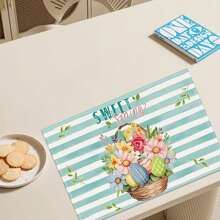 Easter Placemats Bunny Egg Wreath Placemat For Kitchen Dinner Holiday Party Decor - Multicolor - View 3
