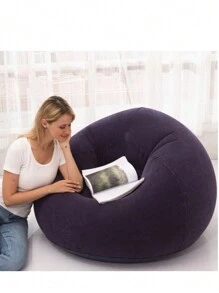 Blue Giant Round Puff Giant Suede Puff - Multicolor - View 2