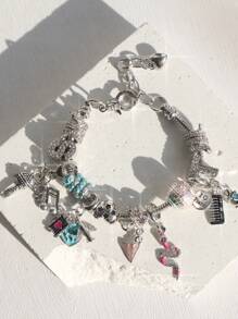 1 件友谊手链、音乐钢琴手链、动物蛇手链、复古迪斯科球手链 - 銀色 - 查看 11