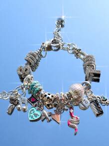 1 件友谊手链、音乐钢琴手链、动物蛇手链、复古迪斯科球手链 - 銀色 - 查看 2