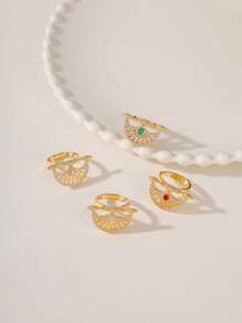 1pc Luxury Eid Metallic Gold-Tone Hollow Clasp Adjustable Women's Fashion Party/Holiday Accessory With Zirconia Stones