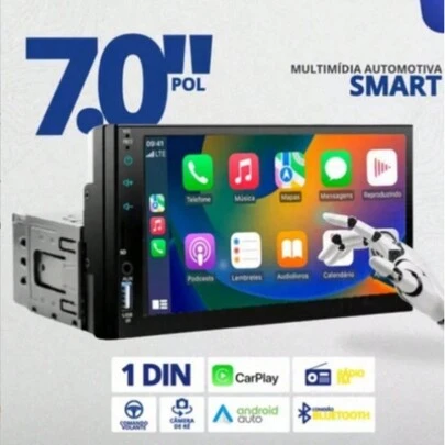 Central Multimídia Veicular Universal 7' Media Carplay Android 1 DIN - Ali Ron Ra7023