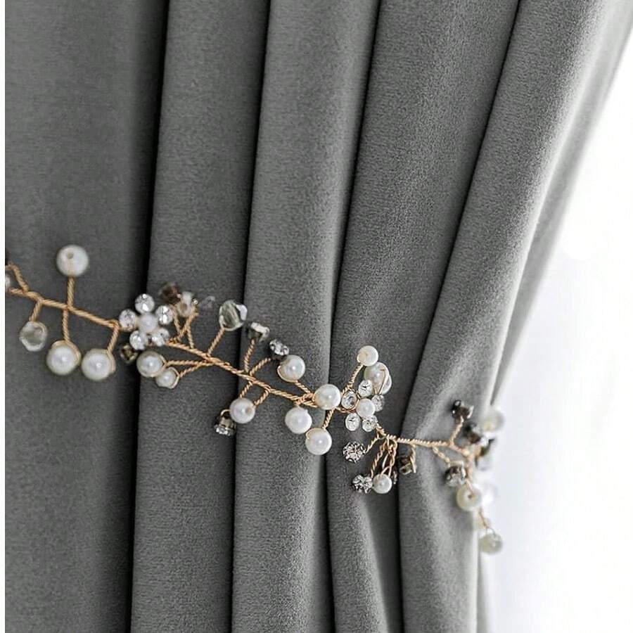 1 pieza Cortina opaca de terciopelo multicolor y sencilla para dormitorio y sala de estar, con bolsillo para vara