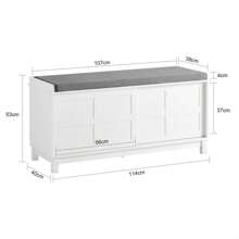 SoBuy FSR86-W, Hallway Storage Bench Shoe Bench Shoe Rack Shoe Cabinet With 2 Sliding Doors And Seat Cushion
