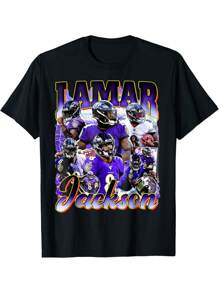 Retro Lamar Tee Jackson Vintage Lover Graphic 90s Design T-Shirt YYQ 180g - 黑色 - 查看 1