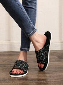 Comfy, Breathable Linen Couple House Slippers, Multiple Colors, Suitable For Bedroom - Black - View 5