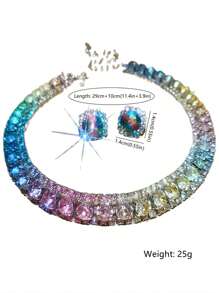 1set Crystal Necklace And Earring Jewelry Set