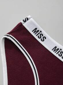 HIALEGION 4 条装女士内裤多色内裤字母腰带纯色简约舒适三角内裤 - 彩色 - 查看 4