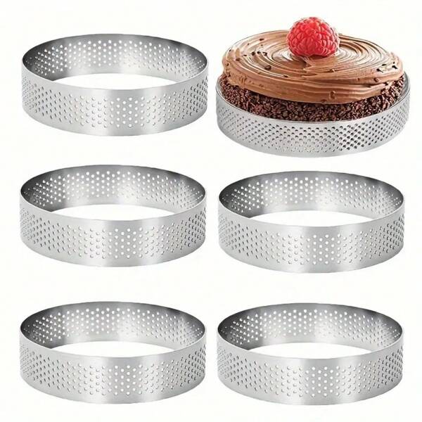 3/6/12/24pcs Stainless Steel Round Mousse Cake Rings, 3.15in(8cm), French Dessert Metal Cake Molds, Suitable For Mousse, Cheesecake, Muffin, Cake, Pie Baking