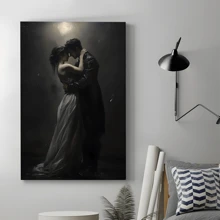 1pc Framed Canvas Poster, Moonlight Embrace Gothic Romance, Valentine's Gift Wall Art Canvas Paintings, Ideal Gift For Bedroom Living Room Corridor, Wall Art, Room Decoration - 彩色 - 查看 5