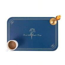 Luxury Solid Color Flower Design PU Leather Placemats, Heat Resistant Waterproof Oil-Proof, For Hotel, Cafe, Fancy Western Restaurants, Rectangular Dining Table Mats