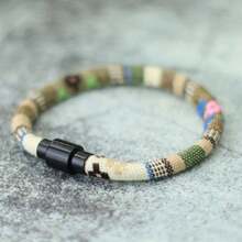Pulsera de cuerda 2025 para hombres de 6 mm, brazalete de tejido bohemio negro para muñequera y joyería