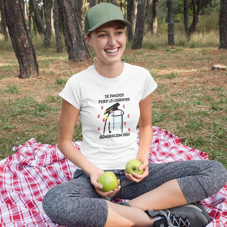 Playera Para Mujer 1 Pza Estampado Meme Flork De Panzazo | Prenda entallada y de Tela Delgada 100% algodón - Blanco - Ver 1