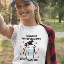 Playera Para Mujer 1 Pza Estampado Meme Flork De Panzazo | Prenda entallada y de Tela Delgada 100% algodón - Blanco - Ver 4