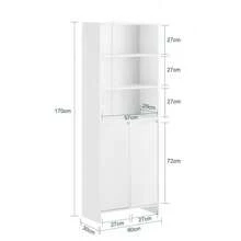 SoBuy Mobiletto alto da bagno con sacco per la biancheria, armadio per la biancheria, mobiletto da bagno, mensola da bagno, mobiletto da bagno, mobili da bagno, bianco, circa 60x170x30 cm (LxAxP), BZR155-W - Bianco - Visualizzare 3