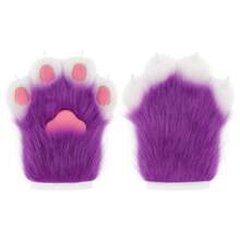 人造毛皮毛绒毛茸茸猫爪手套毛皮服装动物狐狸爪手套万圣节角色扮演服装配饰 - 彩色 - 查看 17