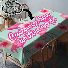 One Customizable Floral And Flamingo Pattern Tablecloth, Made Of Polyester Knit Fabric, Machine-Made, Can Customize Family Blessing Text, Perfect Home And Dining Decor Gift, Suitable For All Seasons - Multicolor - View 32