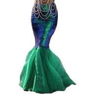 Women's Mermaid Skirt, Costume Lingerie Halloween Cosplay Fancy Sequins Long Tail Dress With Asymmetric Mesh Panel