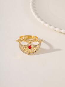 1pc Luxury Eid Metallic Gold-Tone Hollow Clasp Adjustable Women's Fashion Party/Holiday Accessory With Zirconia Stones