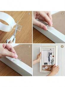 1pc Nano Double-Sided Adhesive Tape - Strong Clear Glue, Transparent Double-Sided Tape For Home And Office Use, Washable, No Residue, Suitable For Plastic, Glass, Stone, Metal Self-Adhesive Tape - Transparent - View 4