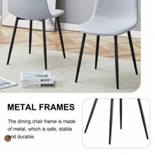 MUUOKY Set Of 6 Dining Chairs, Light Gray Modern Upholstered Dining Room Chairs With Soft Cushions And Black Metal Legs, Comfy Kitchen Side Chairs For Living Room, Lounges, Room Decor, Home Decor, Kitchen Accessories, Valentine Day Decor, Kitchen, Wedding, Valentine Day, Desk - 淺灰色 - 查看 5