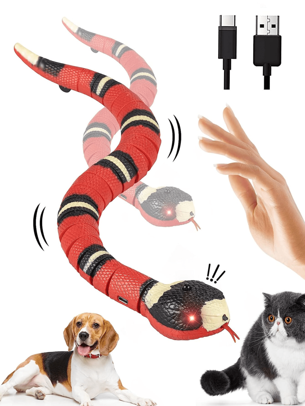 Elektronisches Smart Sense Schlangen-Spielzeug für Katzen, Interaktives Spielzeug für Hunde mit Sensor- und Hinderniserkennung, USB-Schlangen-Spielzeug zum Beschäftigen von Katzen, witziges Spielzeug zum Spielen für Kinder