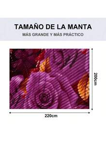 Cobijas Ligera Matrimonial Con Flores, Frazada Súper Suaves y Acogedoras, Patrón a Rayas, Super Suave y Cálida, Para Uso Durante Todas Las Estaciones (200*220 cm) - Burdeos Especial Imperial - Ver 7