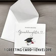 Granddaughter Graduation Card- With Cap & Scroll Greeting Card Including Envelope - Style-01 - View 8