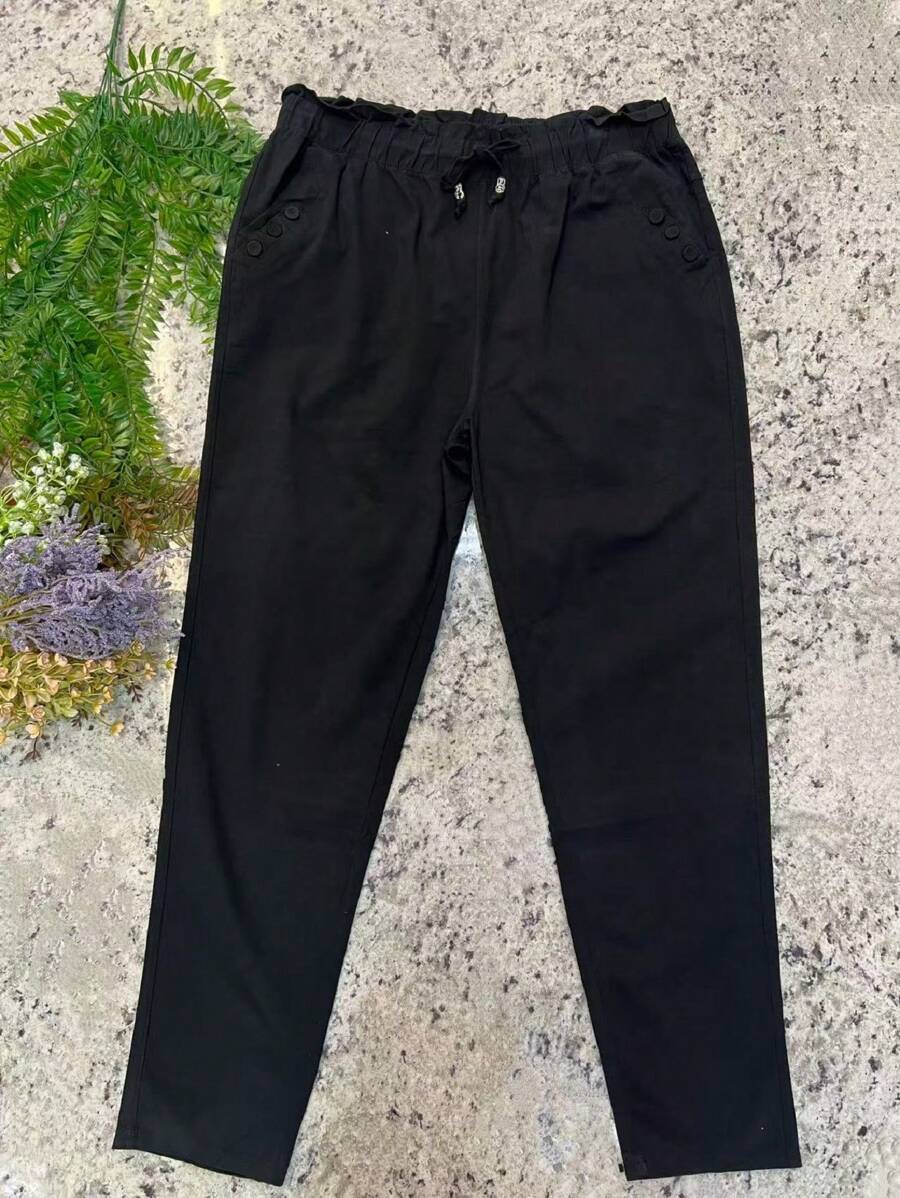 Women's Plusd Pants In Stretch Twill Fabric - 黑色 - 查看 1