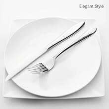 40-Piece Silverware Set, Stainless Steel Flatware Service For 8, Modern Tableware Cutlery For Home, Elegant Eating Utensils Include Knives/Spoons/Forks, Mirror Polished, Dishwasher Safe