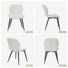 Nalupatio Dining Chair Set Of 2, Upholstered Dining Room Chairs, Mid-Century Modern Dining Chairs, Velvet Upholstered, Metal Legs, For Dining Room, Living Room - 奶油色 - 查看 6