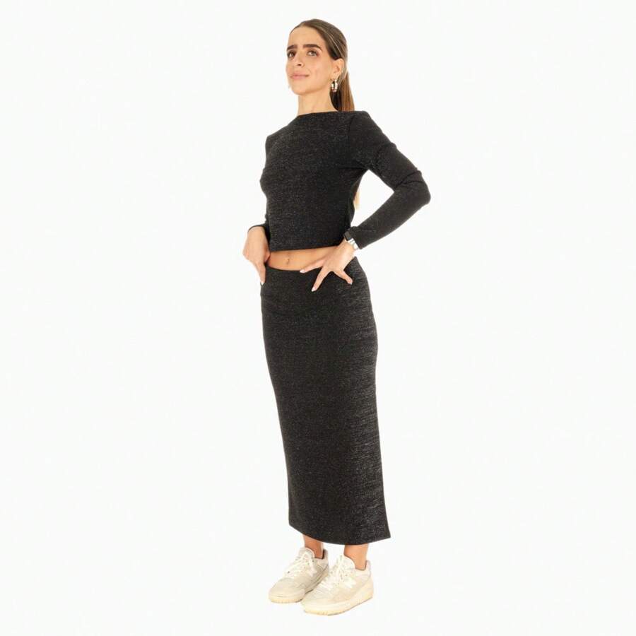 Falda para dama Glitter - Negro - Ver 1