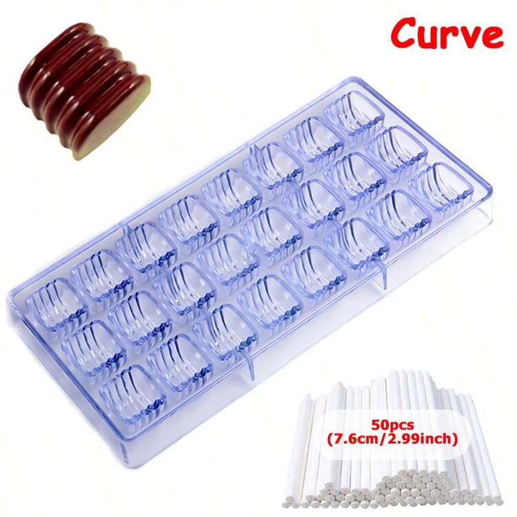 32 种设计巧克力模具，配有 50 根 8.5 厘米巧克力纸棒、家庭厨房巧克力糖果烘焙工具、糕点制作用品 - 無色 - 查看 35