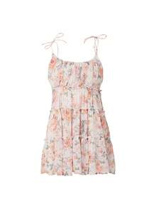 Women Fashion Sleeveless Floral Dress Ladies Female Stylish Dress for Party Shopping - Rosa - Ver 6