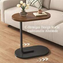 Beistelltisch, C-Form, mobiler Kaffeetisch, Laptoptisch, Sofatisch, Computer-Beistelltisch, 45 x 30 x 60 cm, Walnuss, für Wohnzimmer, Schlafzimmer