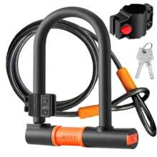 1 Set U Shaped Bike Lock With Two Keys 1.2M Heavy Duty Cable With Bracket Bike D Lock With Steel Cable And Keys - Black - View 2